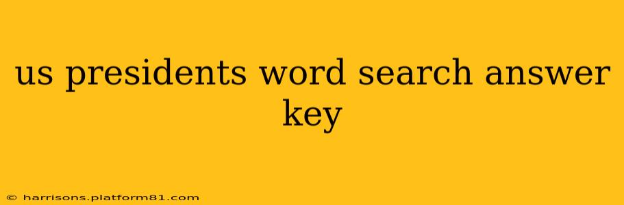 us presidents word search answer key