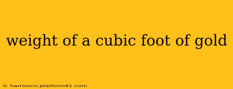 weight of a cubic foot of gold