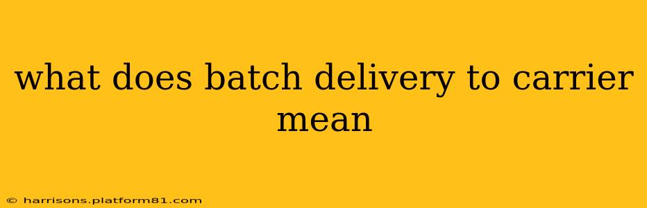 what does batch delivery to carrier mean