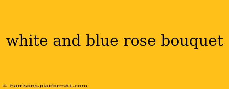 white and blue rose bouquet