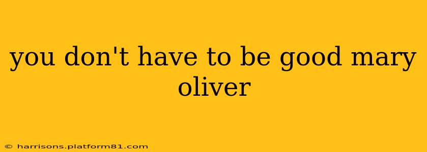 you don't have to be good mary oliver